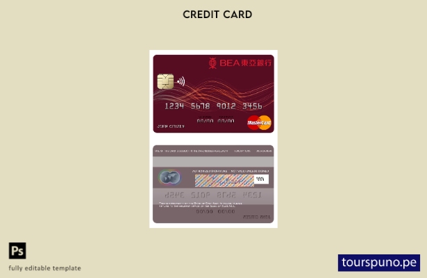 lista para imprimir la plantilla mastercard del Banco de Asia Oriental de Hong K